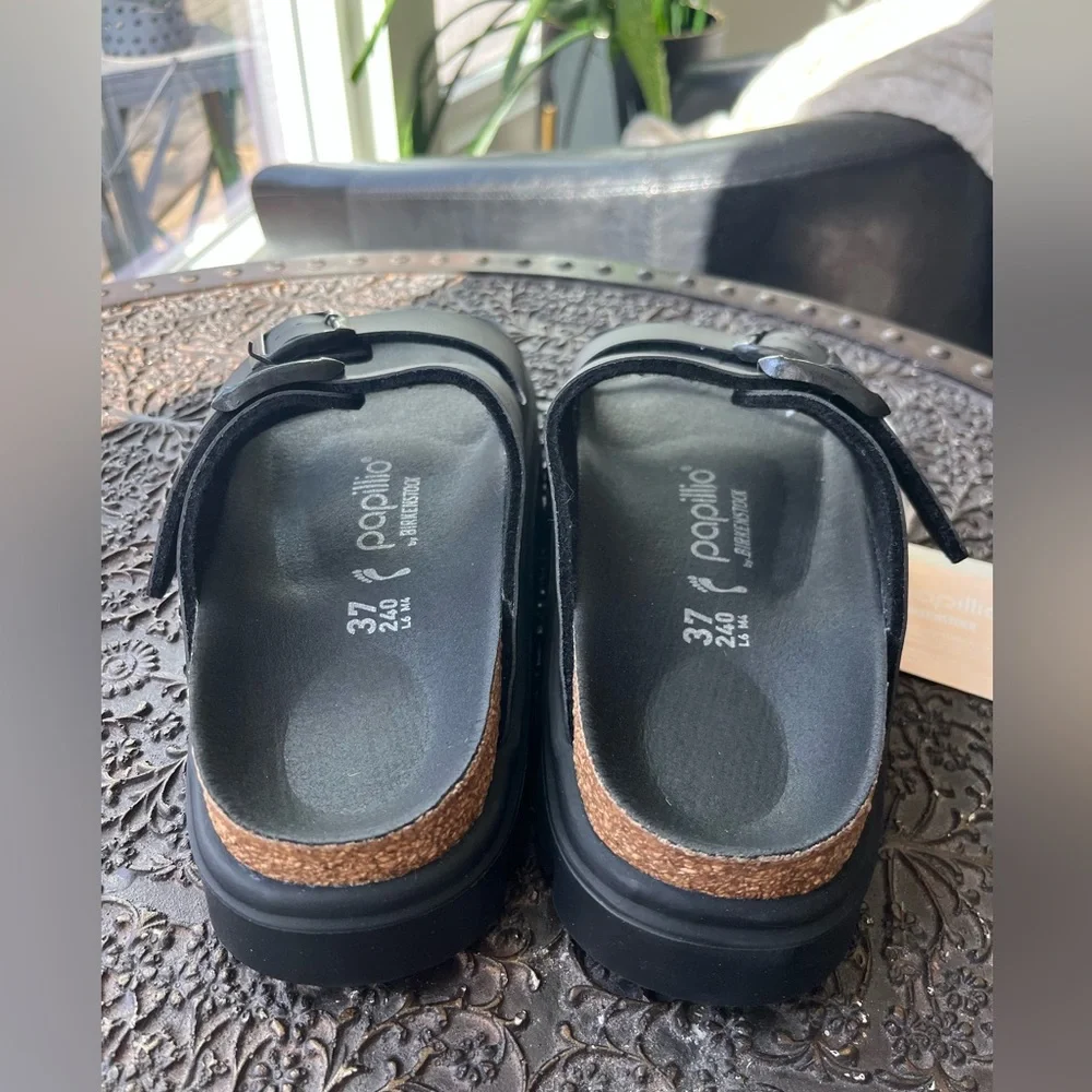 BIRKENSTOCK PAPILLIO ARIZONA CHUNKY BIRKO FLOR SANDALS BLACK 37 6 - Picture 8 of 9